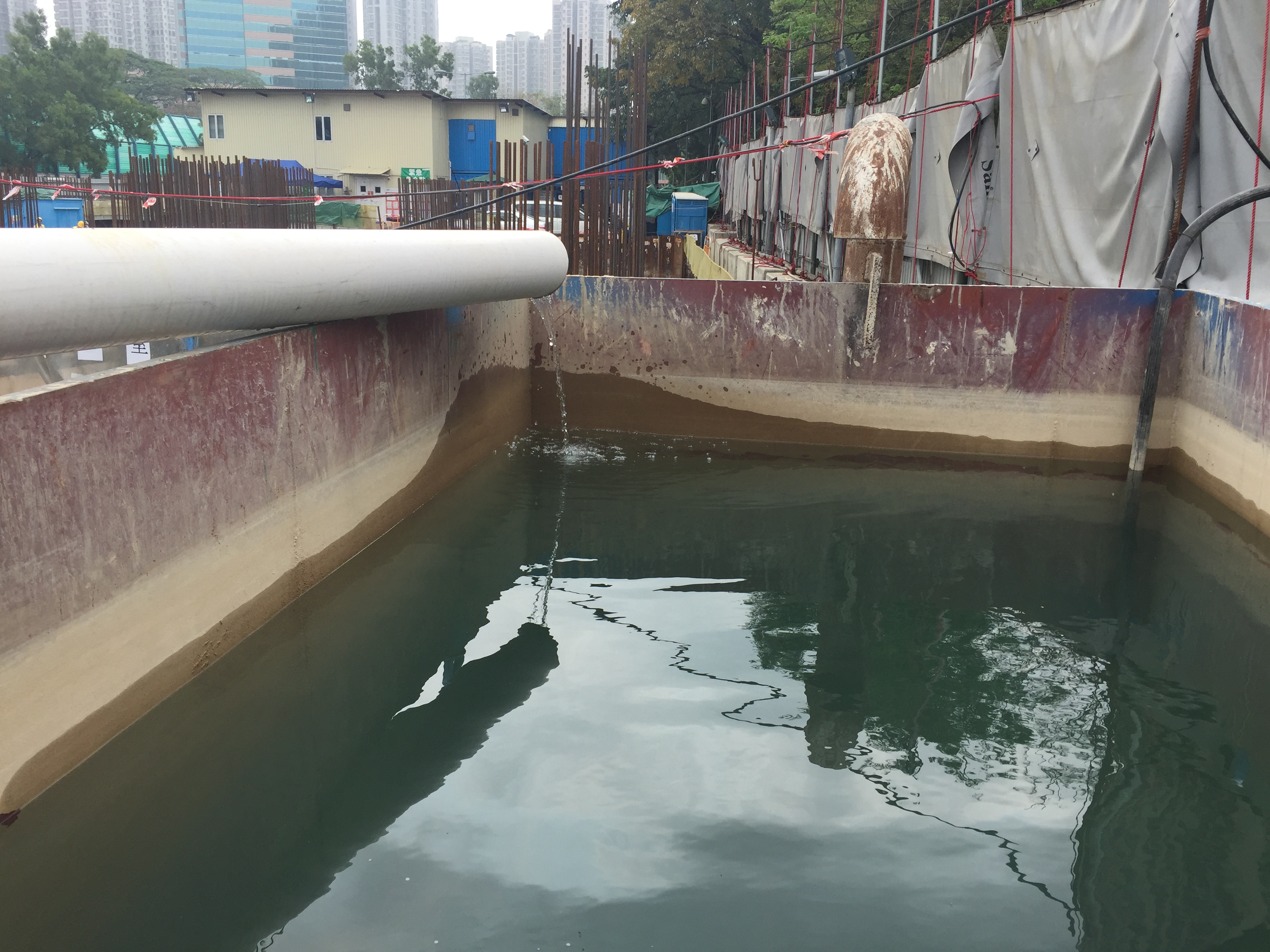 The treated wastewater readly for reuse in piling works